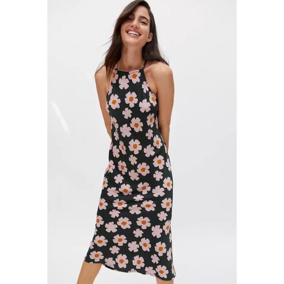 VICI Floral 60’s Halter Tie Back Dress Size L - Picture 1 of 5